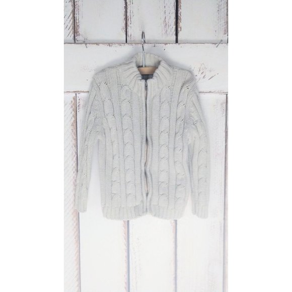 Calvin Klein toddler chunky ivory cable knit cotton cardigan sweater - Picture 2 of 5